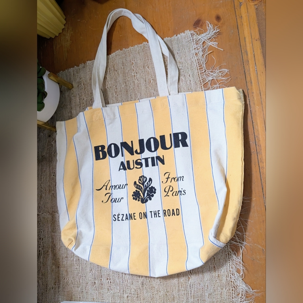 Sézane Austin Canvas Tote in Pastel Yellow